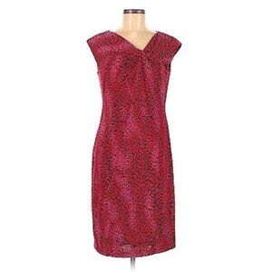 TAHARI Arthur S. Levine Red/Light Hot Pink Animal Print Dress Size 6 Barbie
